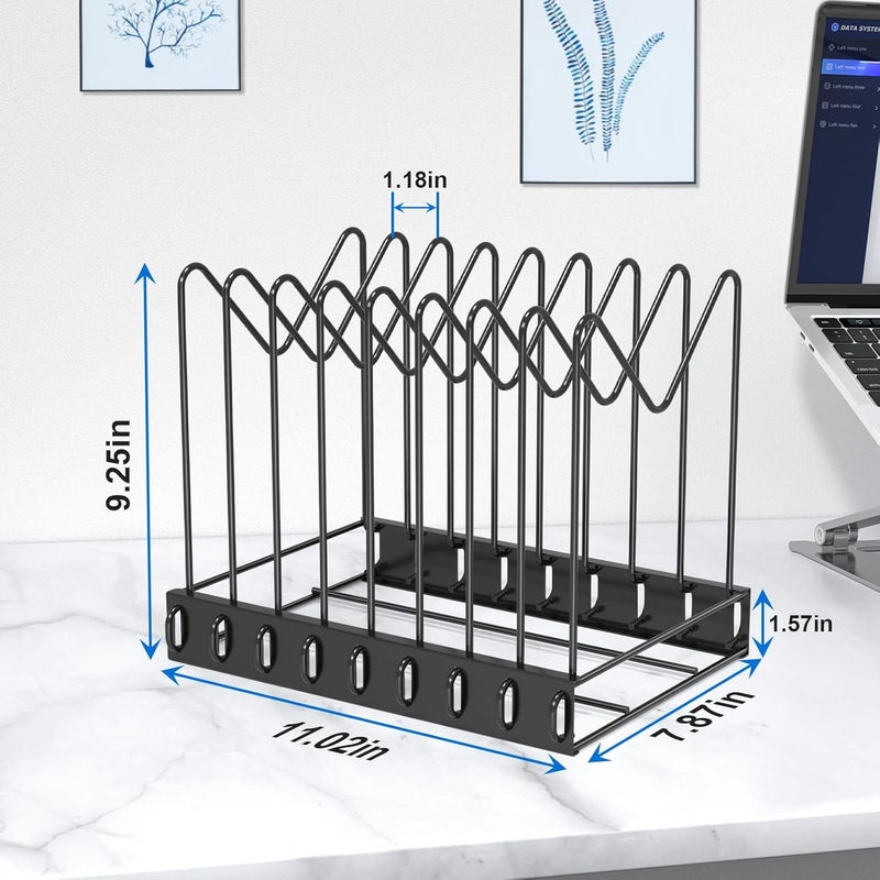 TCJ File Organizer for Desk,Clipboard Stand,Wire Caddy,Chopping Board Organizer,File Folder Holder/Rack,File Sorter,Desktop Record Holder,8 Sections Storage,Anti-Scratch/Rusty,Stable,Adjustable - Image 5